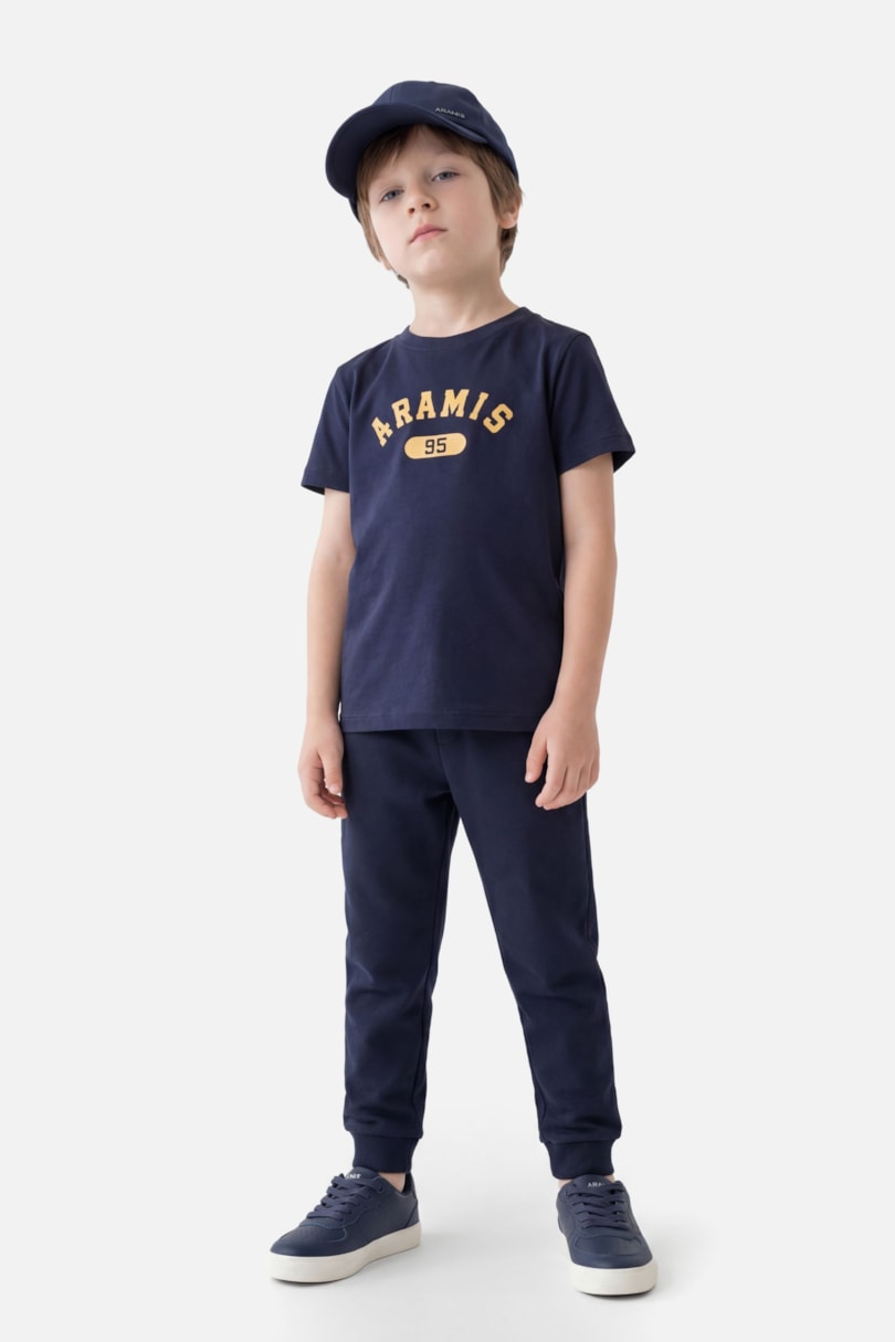 Camiseta Manga Curta Infantil Estampa College Navy