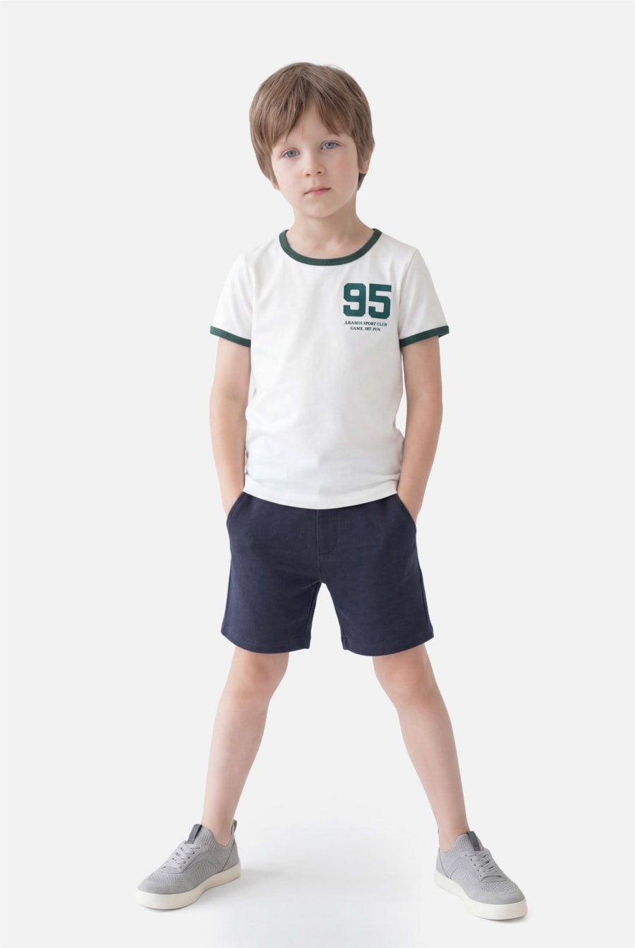 Camiseta Manga Curta Infantil Estampa Contraste Off White — foto 2 de 3