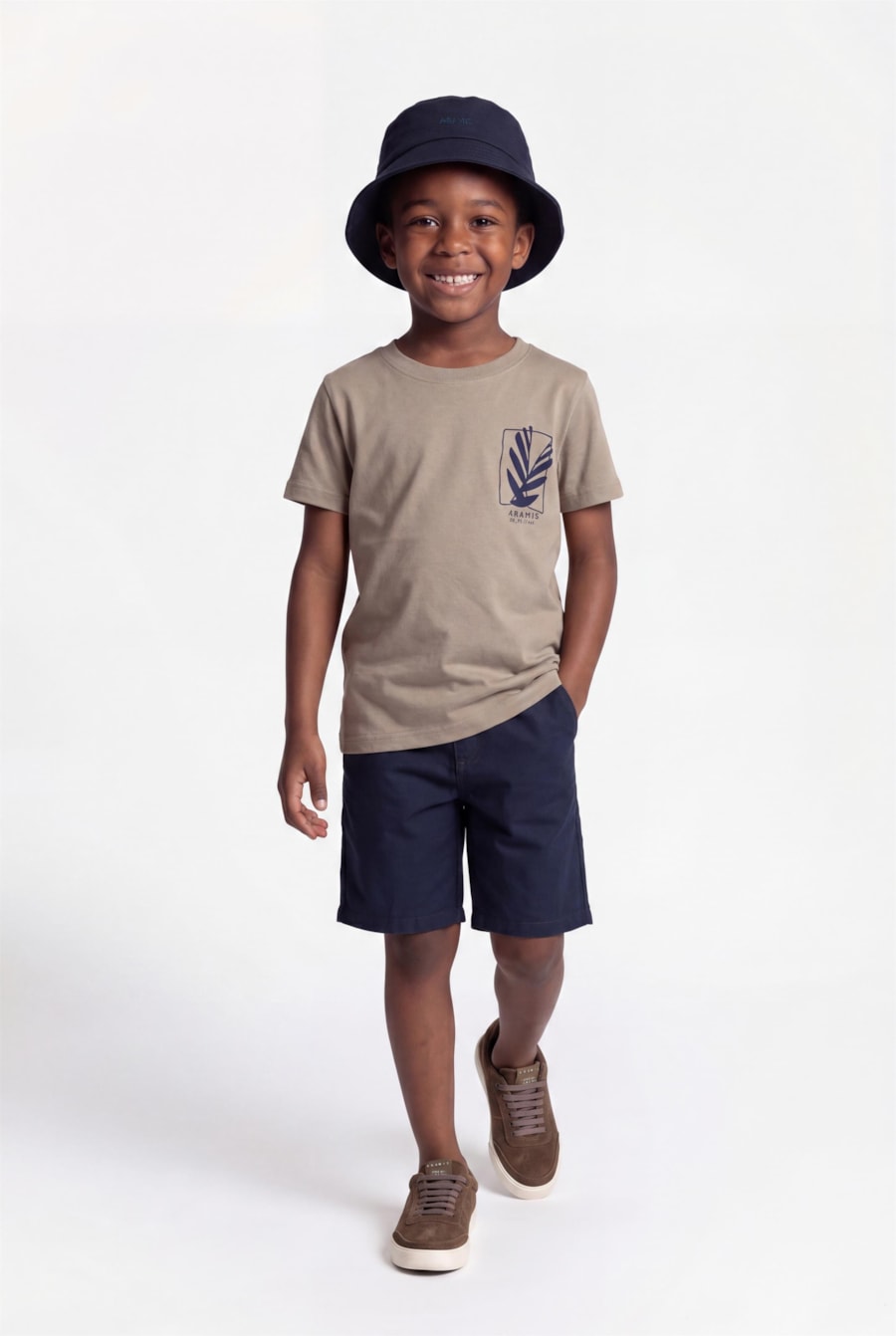 Camiseta Manga Curta Infantil Estampa Folha Geometrica Amendoa 118 — foto 2 de 5