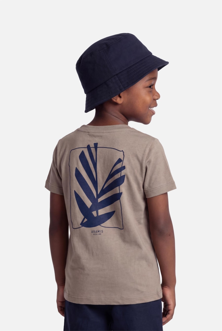 Camiseta Manga Curta Infantil Estampa Folha Geometrica Amendoa 118 — foto 3 de 5