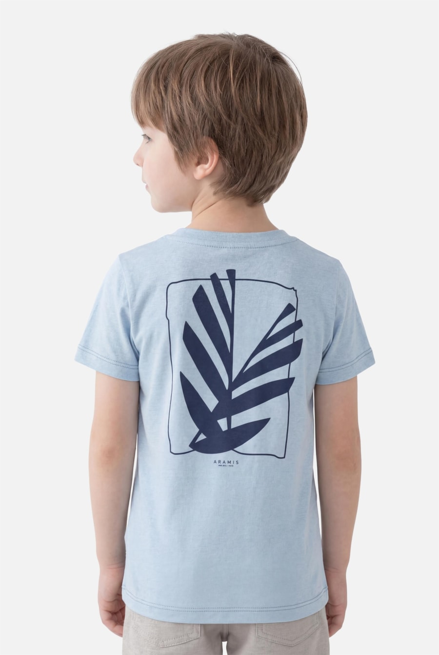 Camiseta Manga Curta Infantil Estampa Folha Geometrica Azul Claro 118 — foto 3 de 5