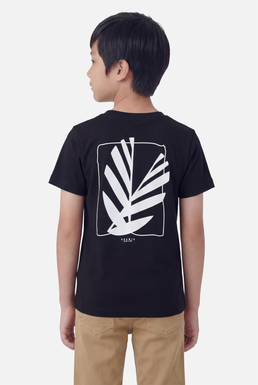 Camiseta Manga Curta Infantil Estampa Folha Geometrica Marinho — foto 3 de 6