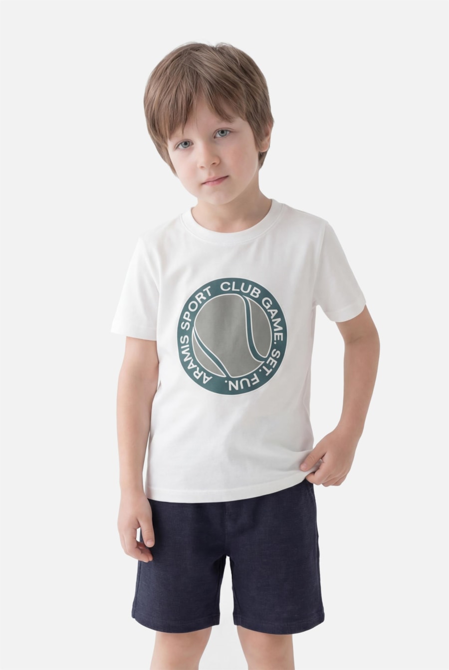 Camiseta Manga Curta Infantil Estampa Logo Tennis Off White — foto 1 de 3