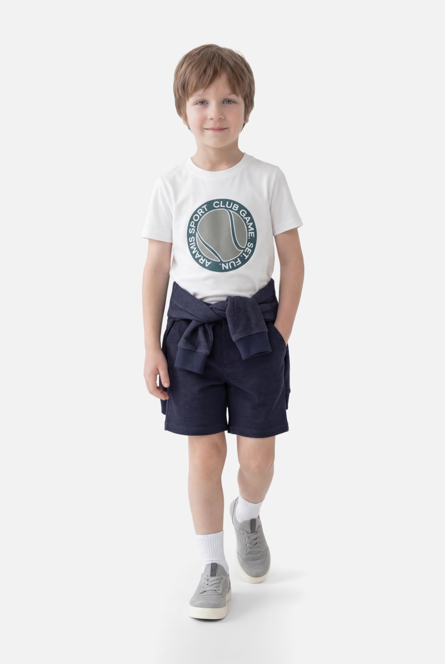 Camiseta Manga Curta Infantil Estampa Logo Tennis Off White — foto 2 de 3