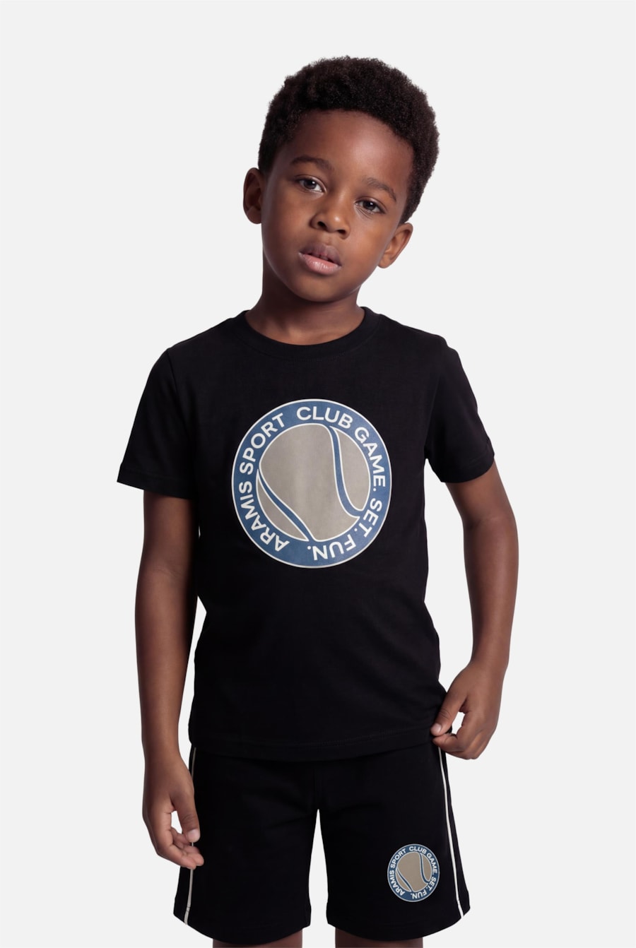 Camiseta Manga Curta Infantil Estampa Logo Tennis Preto — foto 1 de 3