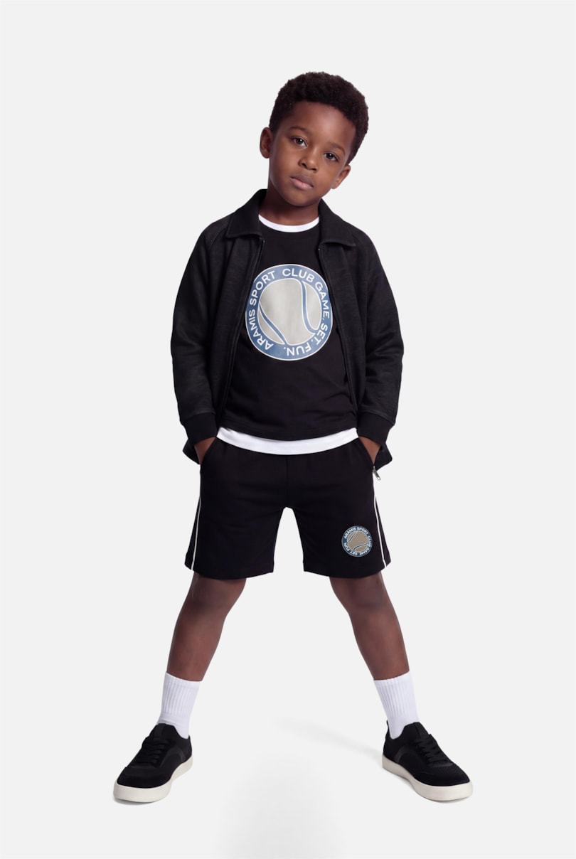Camiseta Manga Curta Infantil Estampa Logo Tennis Preto