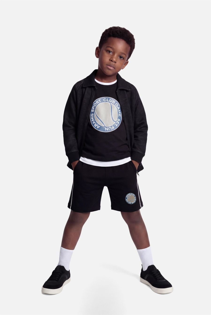 Camiseta Manga Curta Infantil Estampa Logo Tennis Preto — foto 2 de 3