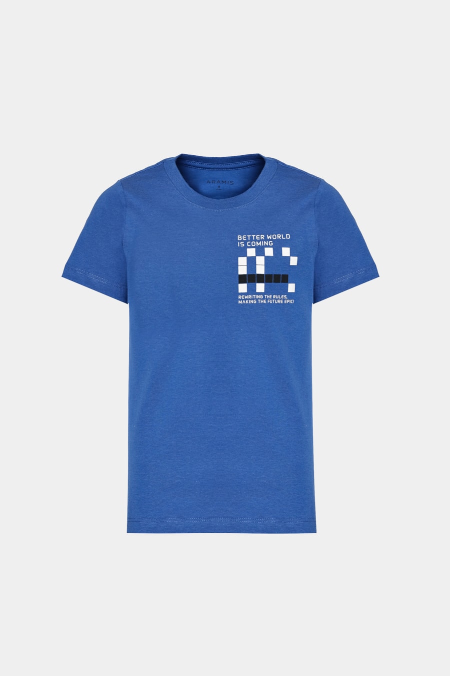 Camiseta Manga Curta Infantil Estampa Pixel Azul Royal 114