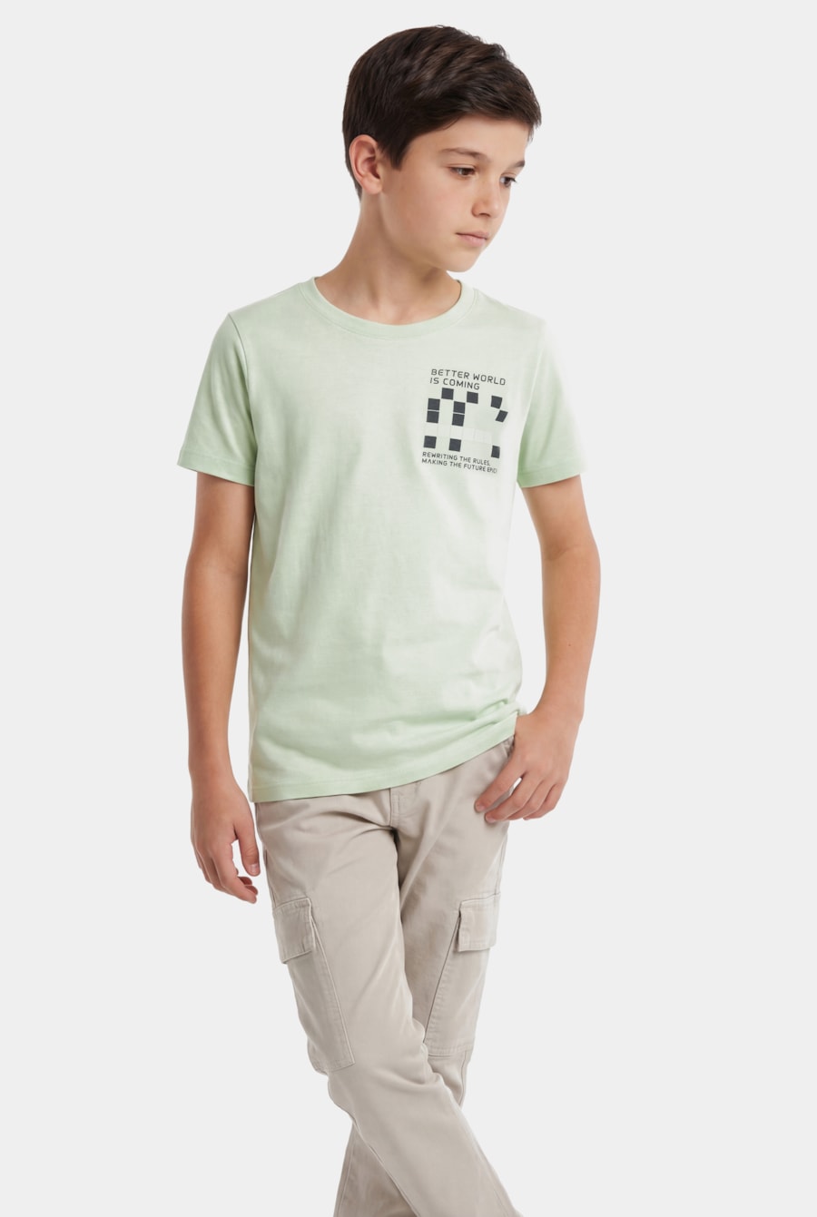 Camiseta Manga Curta Infantil Estampa Pixel Lima — foto 1 de 5