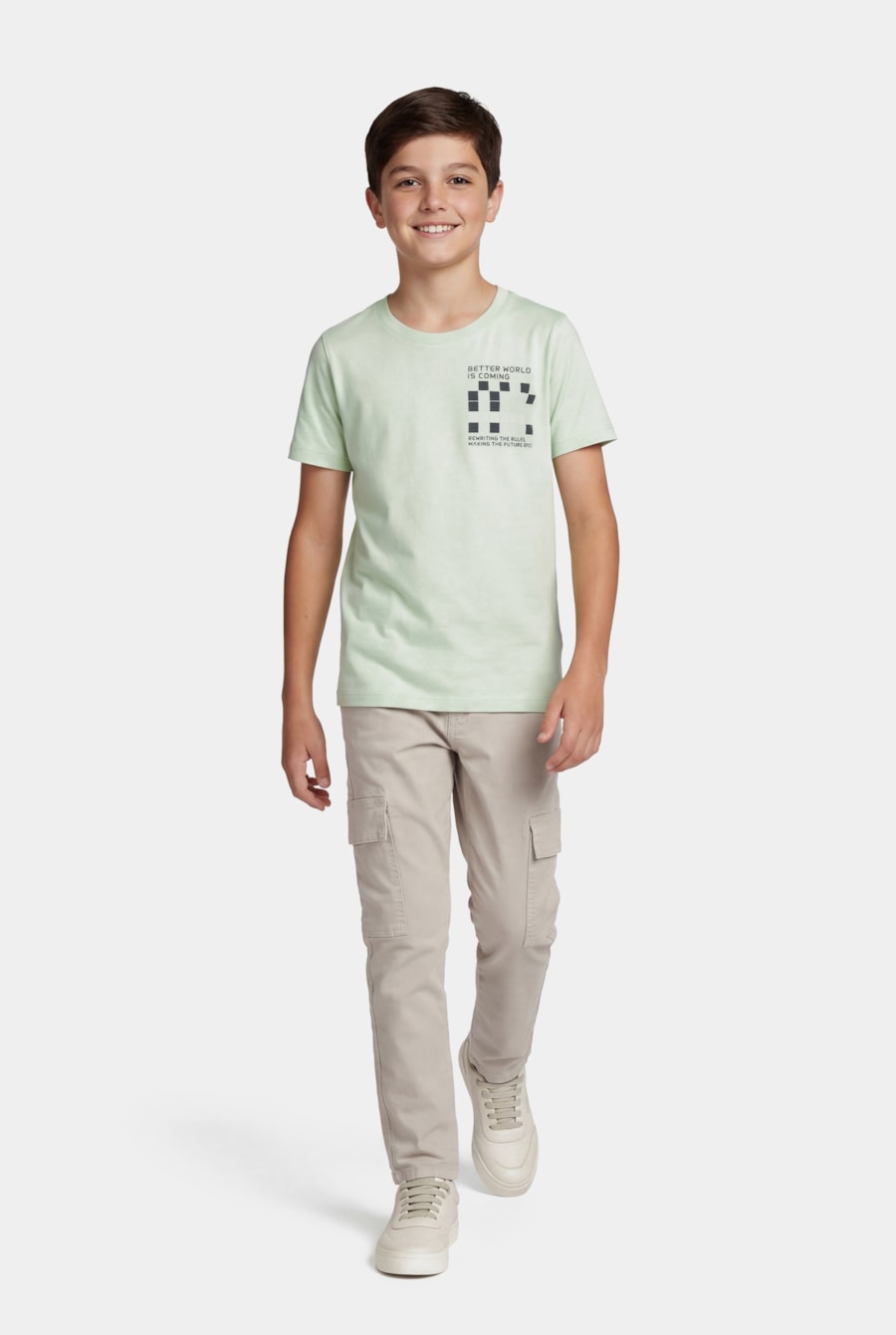 Camiseta Manga Curta Infantil Estampa Pixel Lima — foto 2 de 5