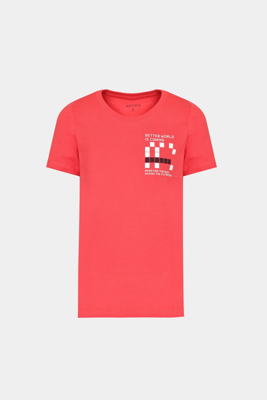 Camiseta Manga Curta Infantil Estampa Pixel Vermelho Cereja 114