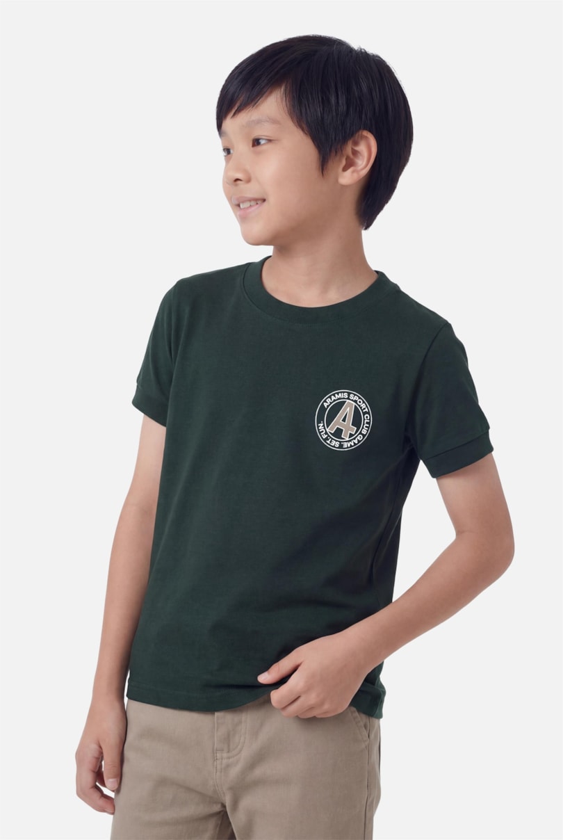 Camiseta Manga Curta Infantil Estampa Tennis Floresta