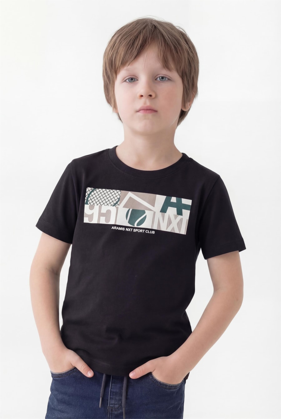 Camiseta Manga Curta Infantil Estampa Tennis Marinho — foto 1 de 3