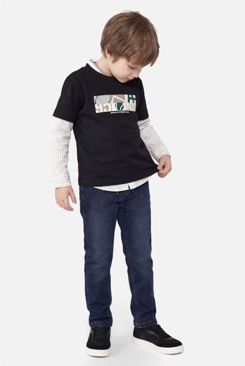 Camiseta Manga Curta Infantil Estampa Tennis Marinho