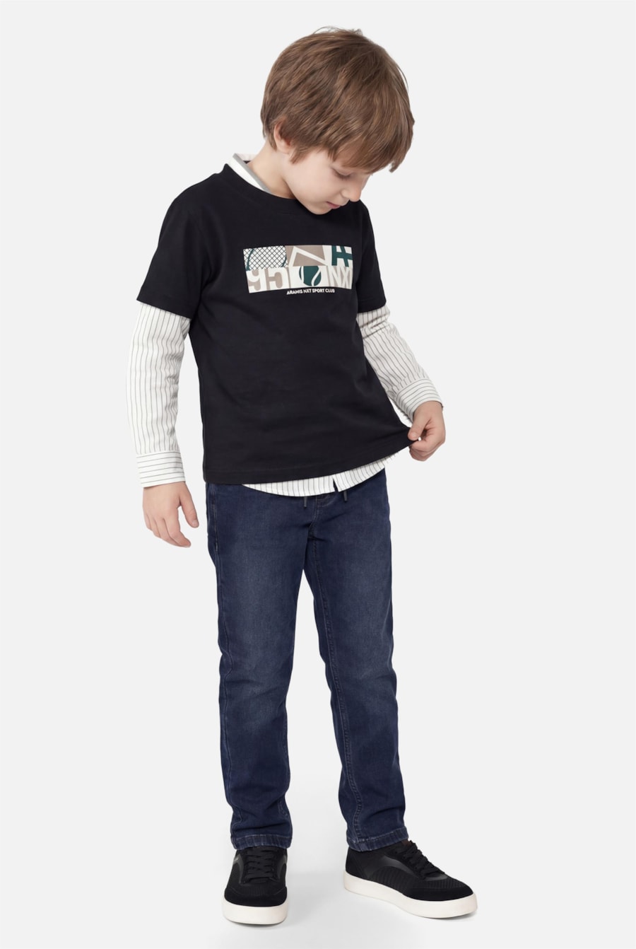 Camiseta Manga Curta Infantil Estampa Tennis Marinho — foto 2 de 3