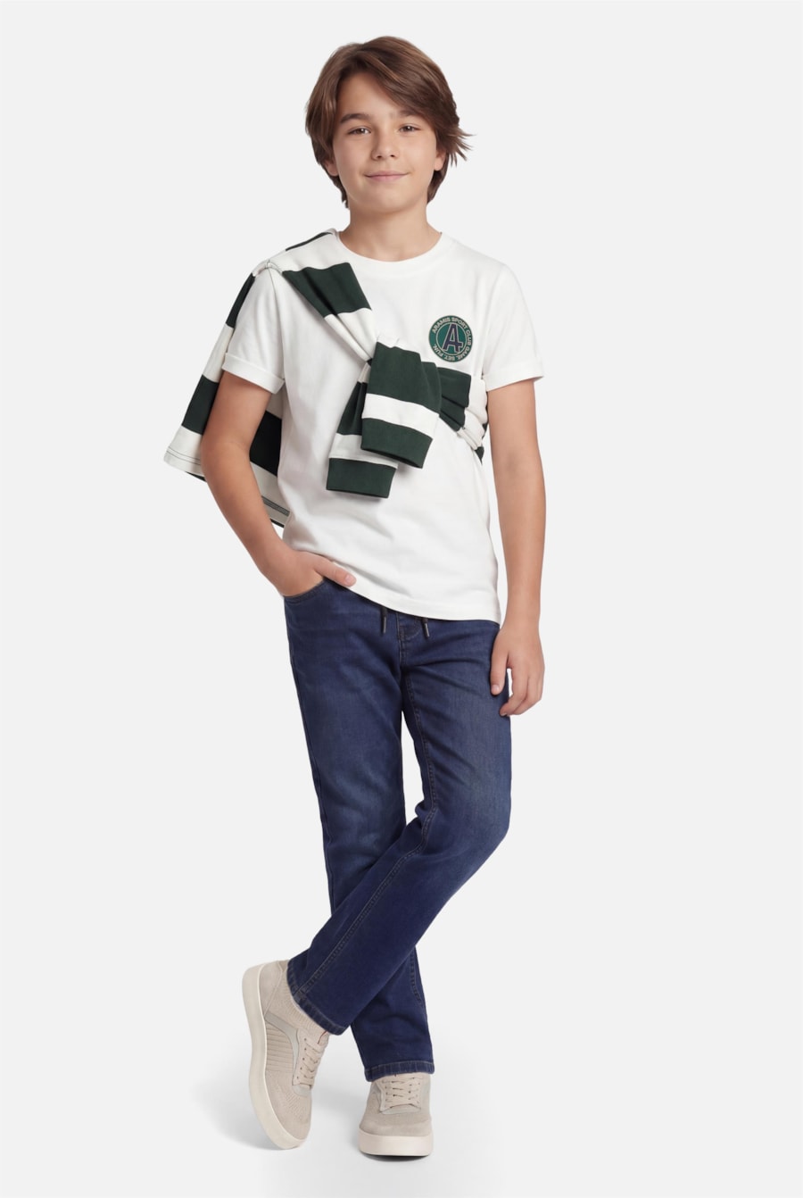 Camiseta Manga Curta Infantil Estampa Tennis Off White — foto 2 de 5