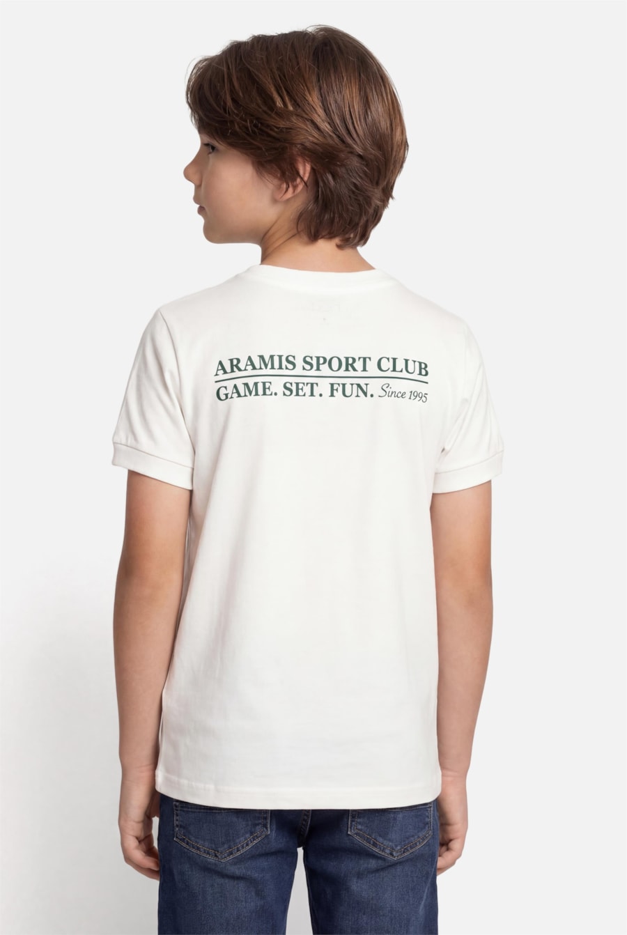 Camiseta Manga Curta Infantil Estampa Tennis Off White — foto 3 de 5