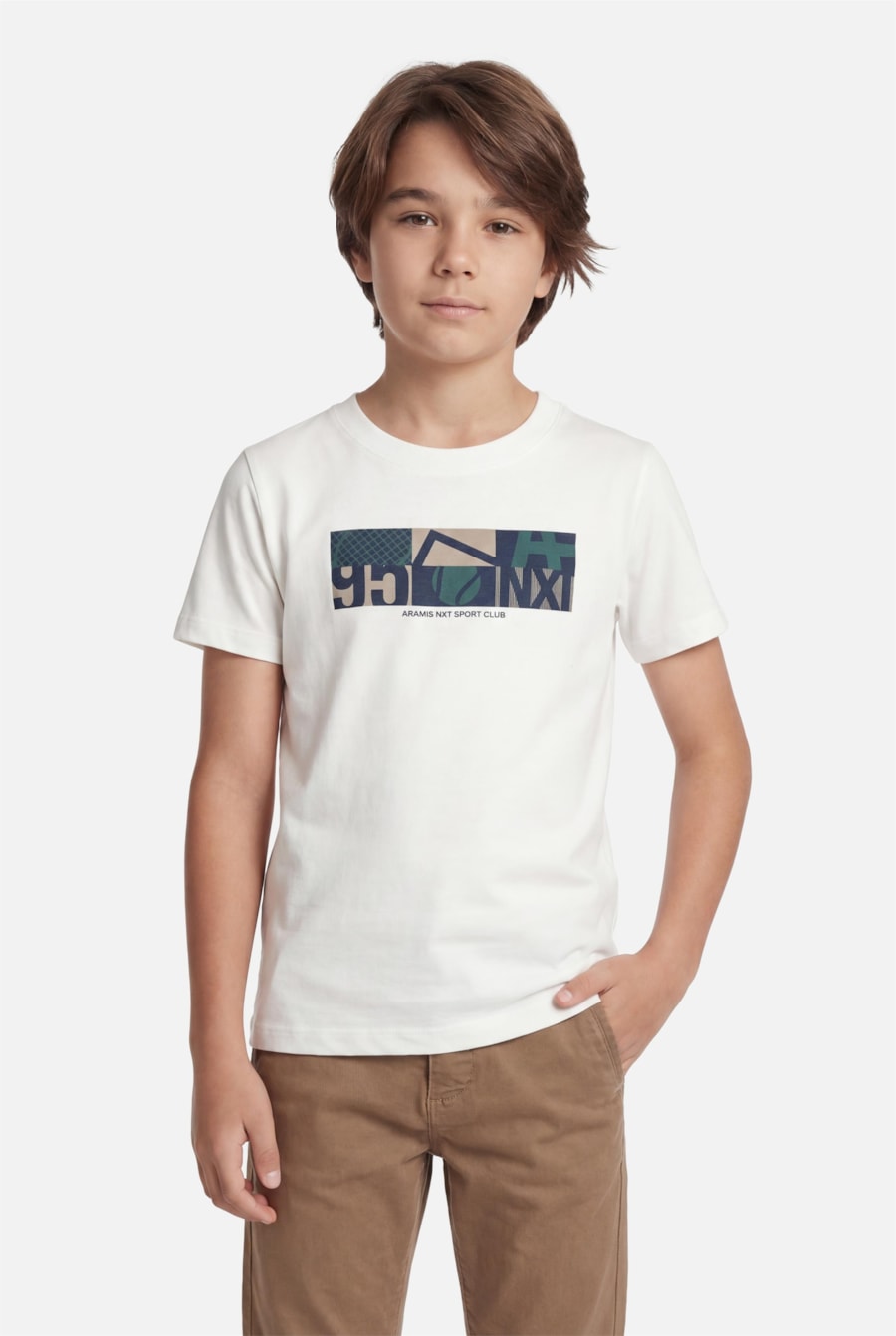 Camiseta Manga Curta Infantil Estampa Tennis Off White — foto 1 de 4