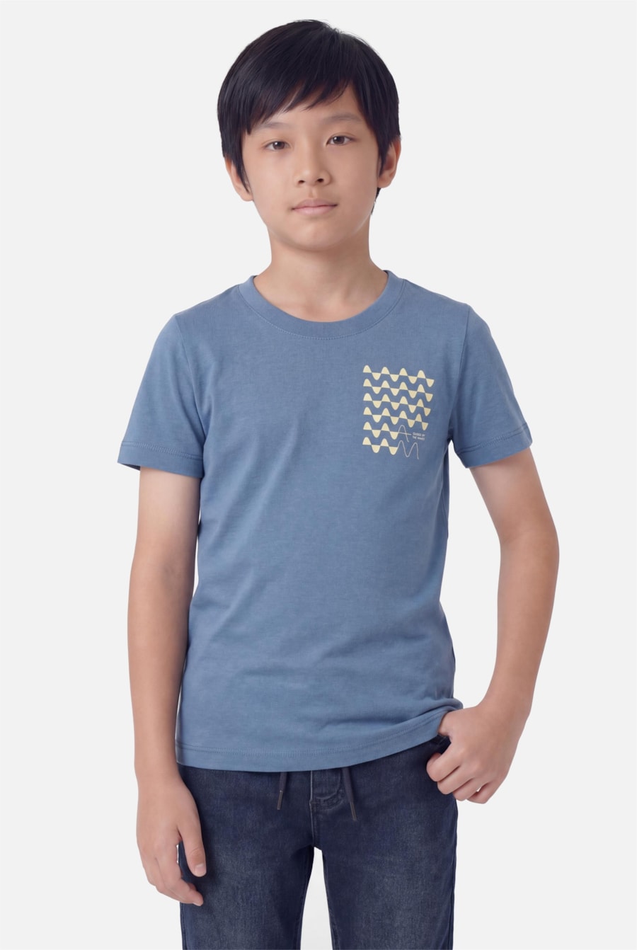 Camiseta Manga Curta Infantil Estampa Waves Indigo — foto 1 de 3
