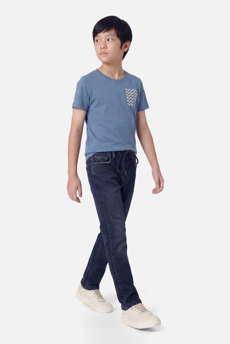 Camiseta Manga Curta Infantil Estampa Waves Indigo