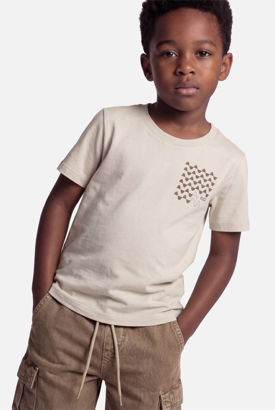 Camiseta Manga Curta Infantil Estampa Waves Linho — foto 1 de 3