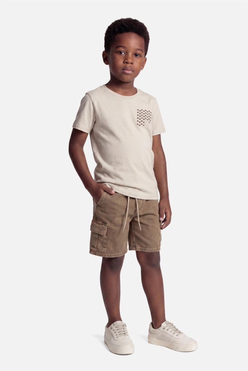 Camiseta Manga Curta Infantil Estampa Waves Linho