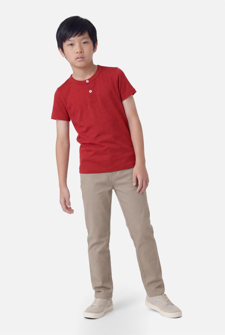 Camiseta Manga Curta Infantil Henley Lisa Carmim — foto 2 de 3