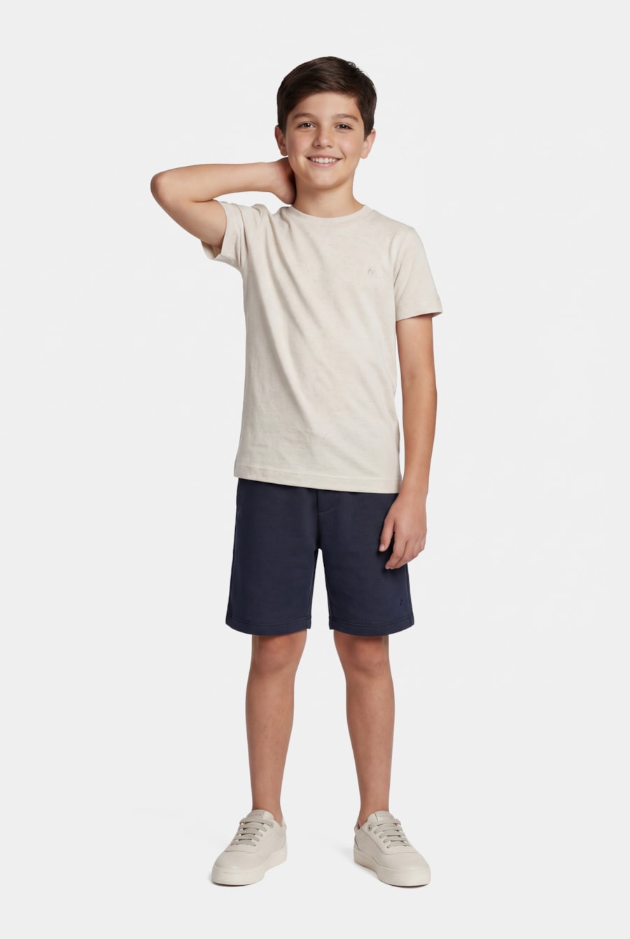 Camiseta Manga Curta Infantil Linho Bicolor Natural — foto 2 de 3