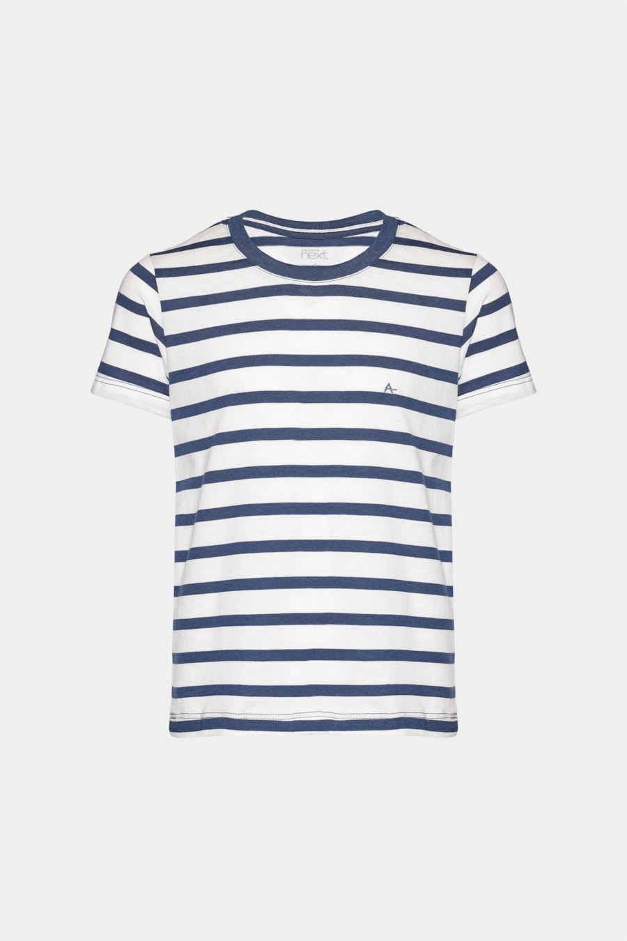 Camiseta Manga Curta Infantil Listrada Fio Tinto Off White C/ Azul Escuro — foto 3 de 3