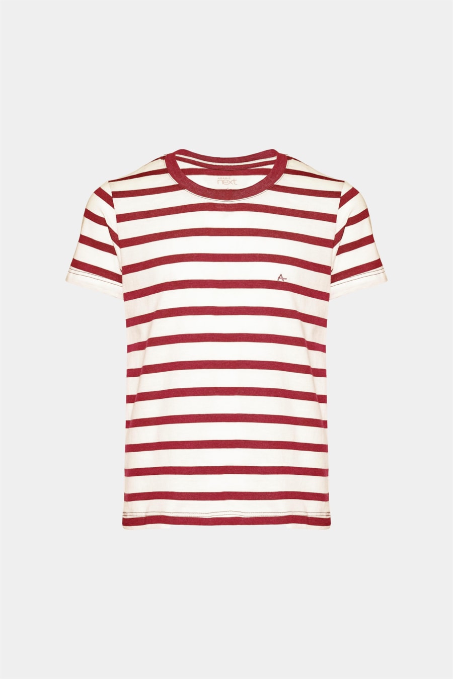 Camiseta Manga Curta Infantil Listrada Fio Tinto Off White C/ Carmim — foto 3 de 3