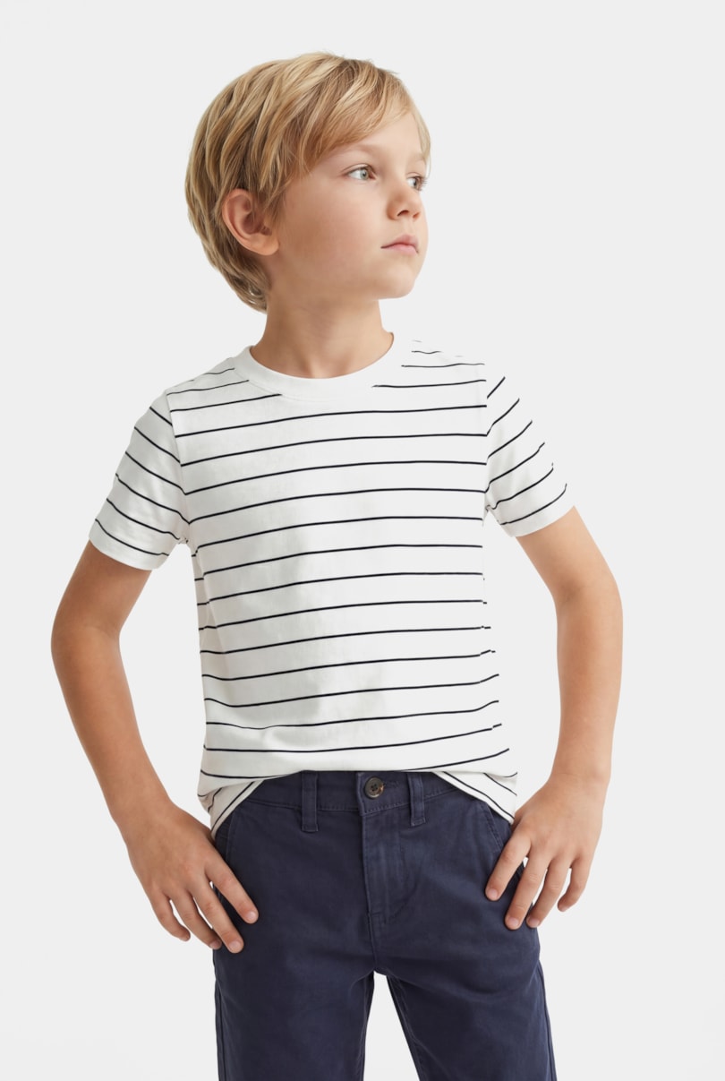 Camiseta Manga Curta Infantil Listrada Navy Off White C/ Navy