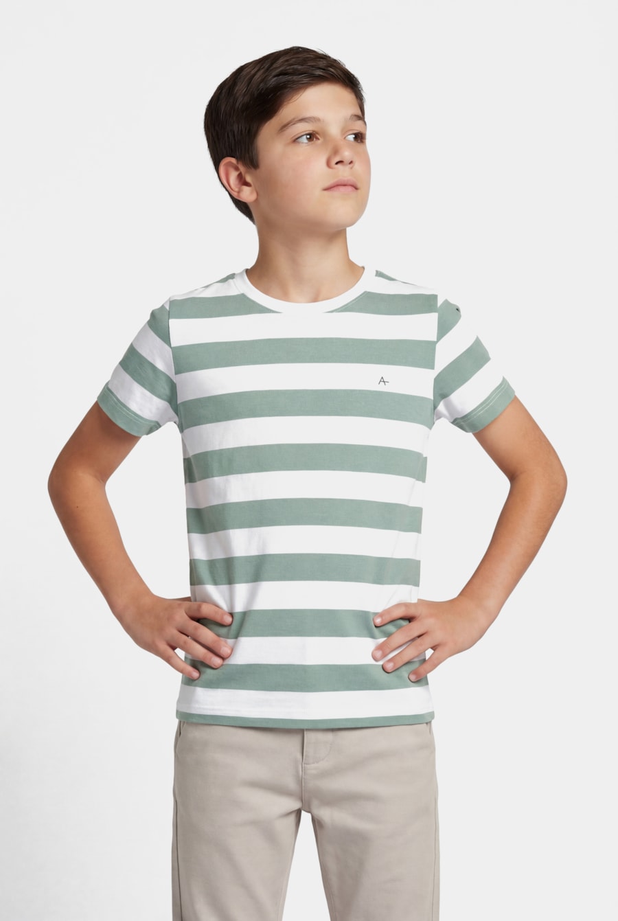 Camiseta Manga Curta Infantil Listrada Off White C/ Menta — foto 1 de 3