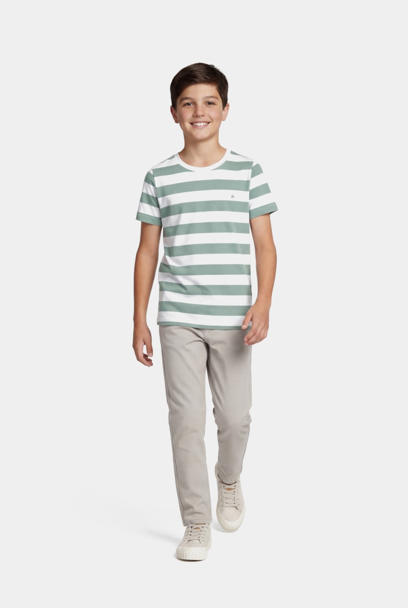 Camiseta Manga Curta Infantil Listrada Off White C/ Menta