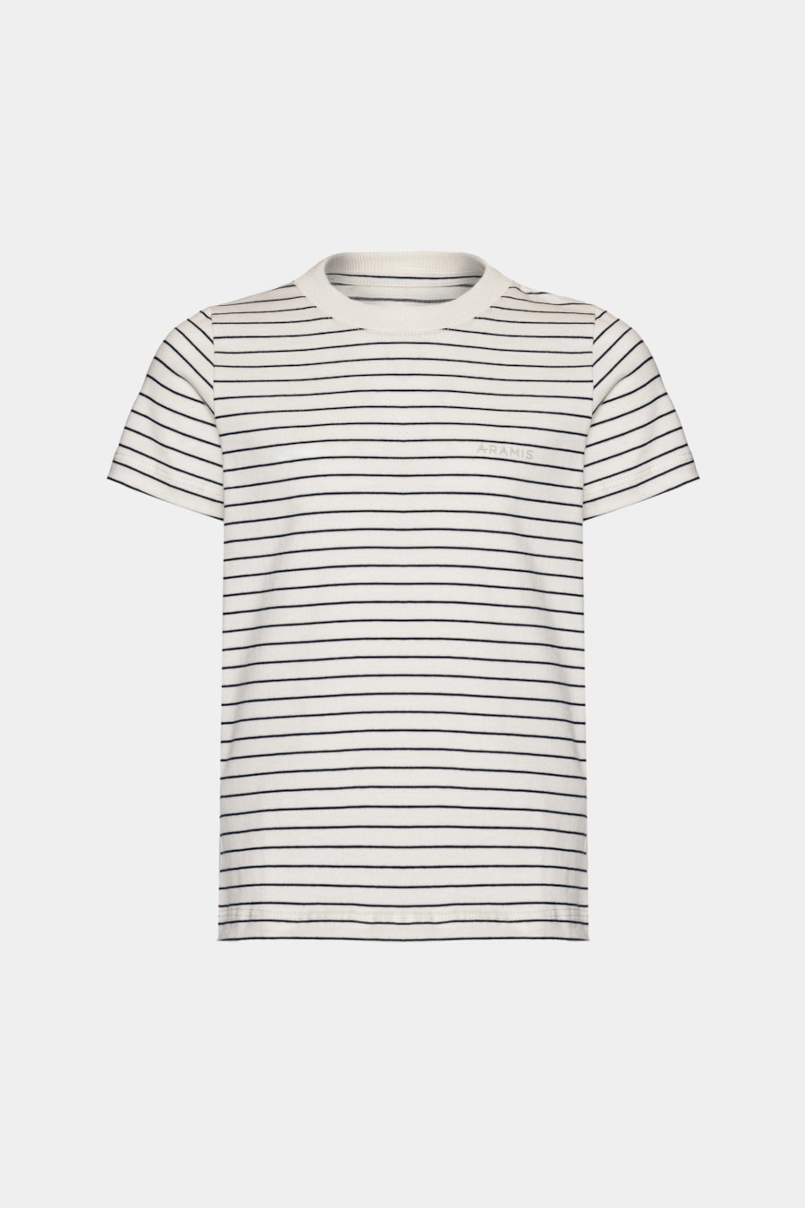 Camiseta Manga Curta Infantil Listras Básica Off White C/ Navy — foto 3 de 3