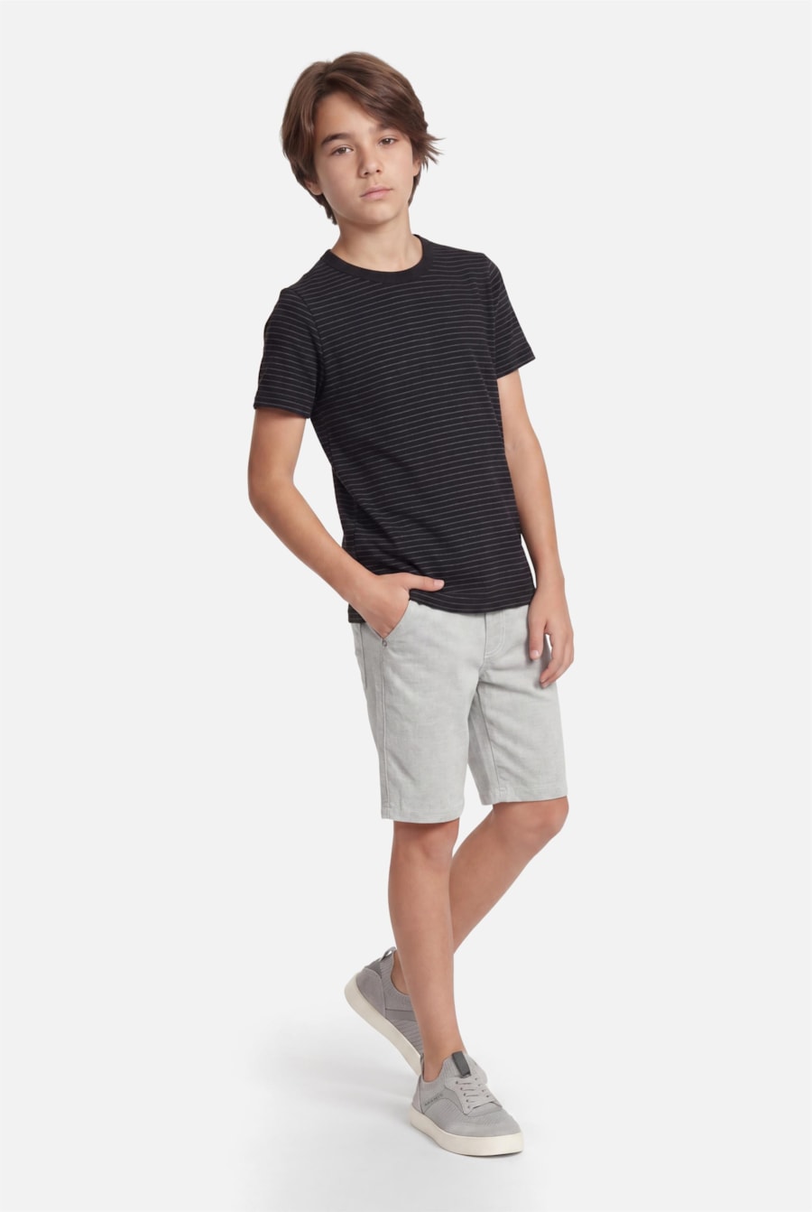Camiseta Manga Curta Infantil Listras Marinho — foto 2 de 3