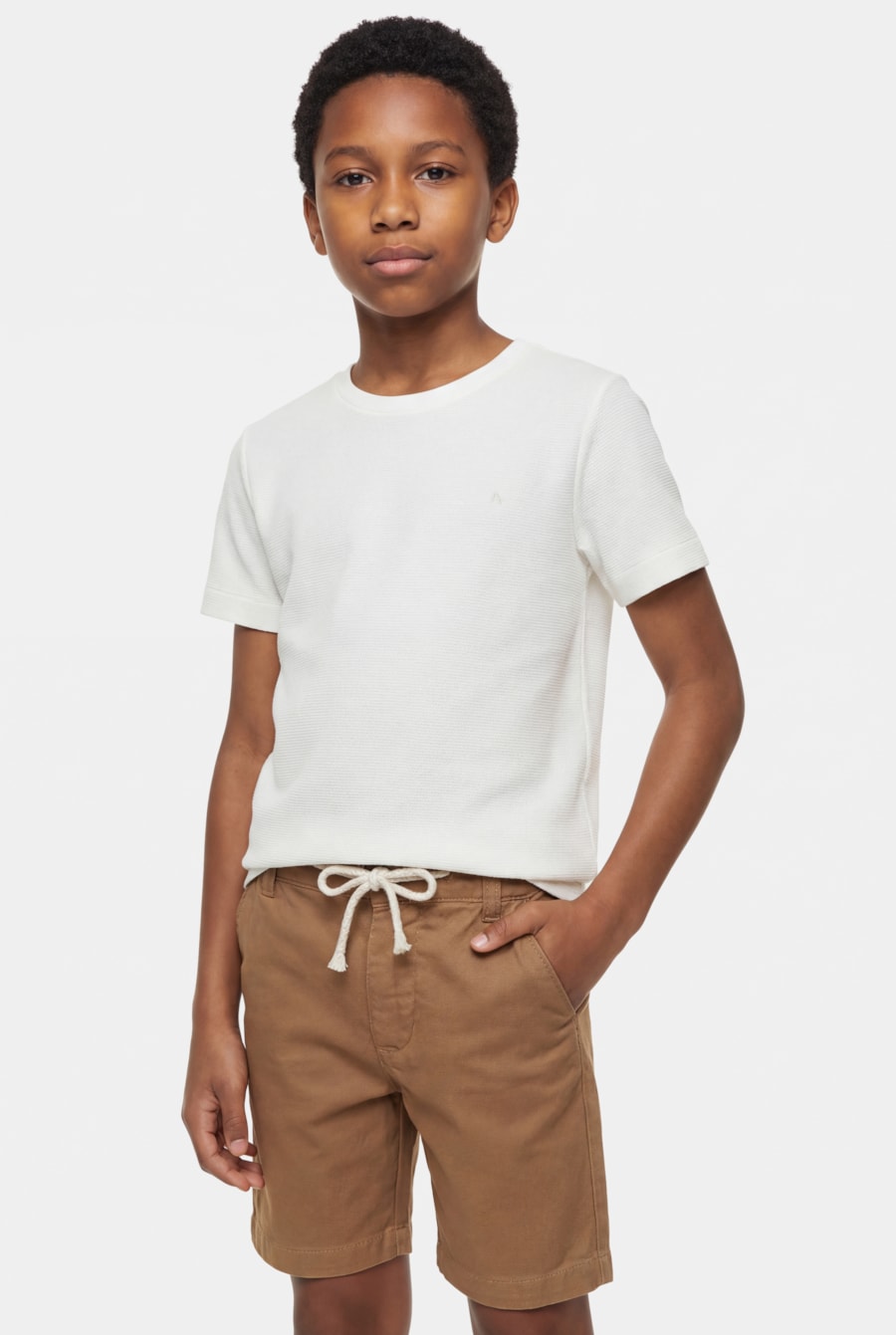 Camiseta Manga Curta Infantil Malha Texturizada Off White — foto 1 de 6