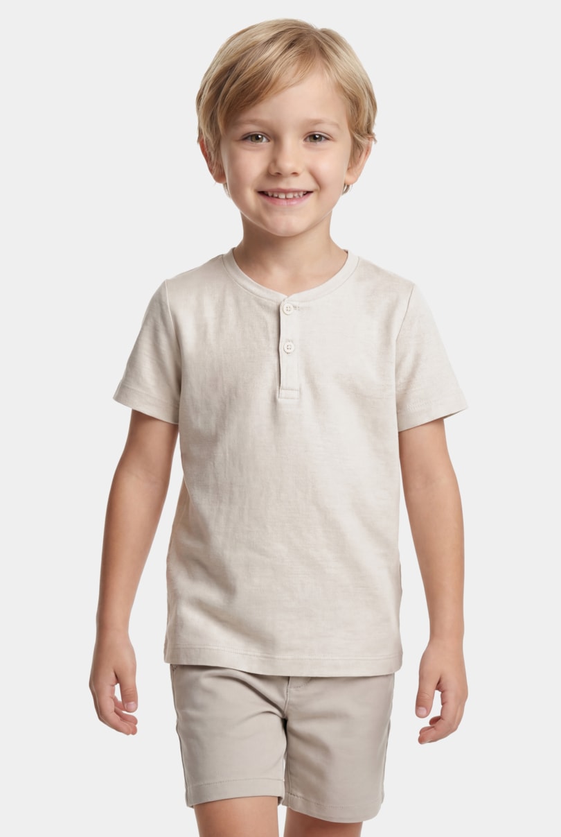 Camiseta Manga Curta Infantil Malha Tricot Marfim 116