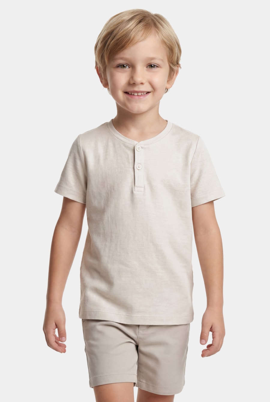 Camiseta Manga Curta Infantil Malha Tricot Marfim 116 — foto 2 de 6