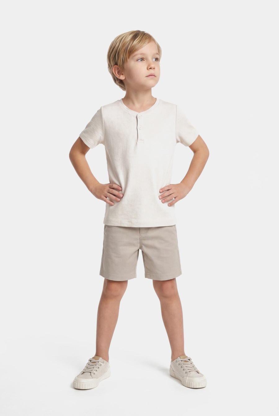 Camiseta Manga Curta Infantil Malha Tricot Marfim 116 — foto 3 de 6