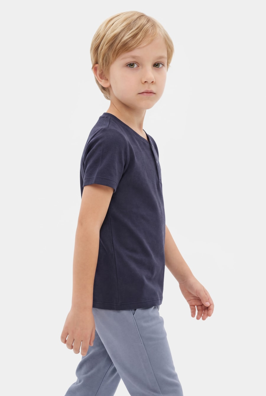 Camiseta Manga Curta Infantil Malha Tricot Navy — foto 1 de 3