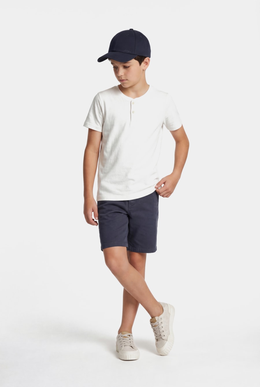 Camiseta Manga Curta Infantil Malha Tricot Off White — foto 2 de 3