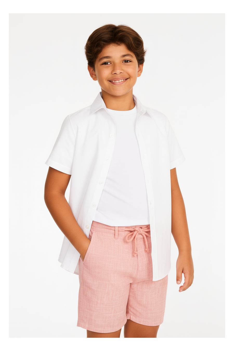 Camiseta Manga Curta Infantil Piquet Algodão Peruano Branco — foto 1 de 3