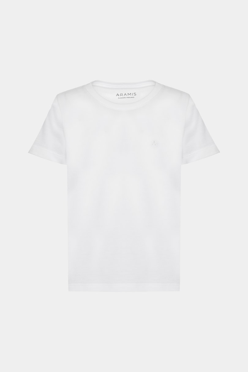 Camiseta Manga Curta Infantil Piquet Algodão Peruano Branco