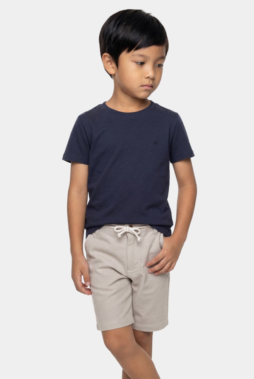 Camiseta Manga Curta Infantil Piquet Algodão Peruano Marinho