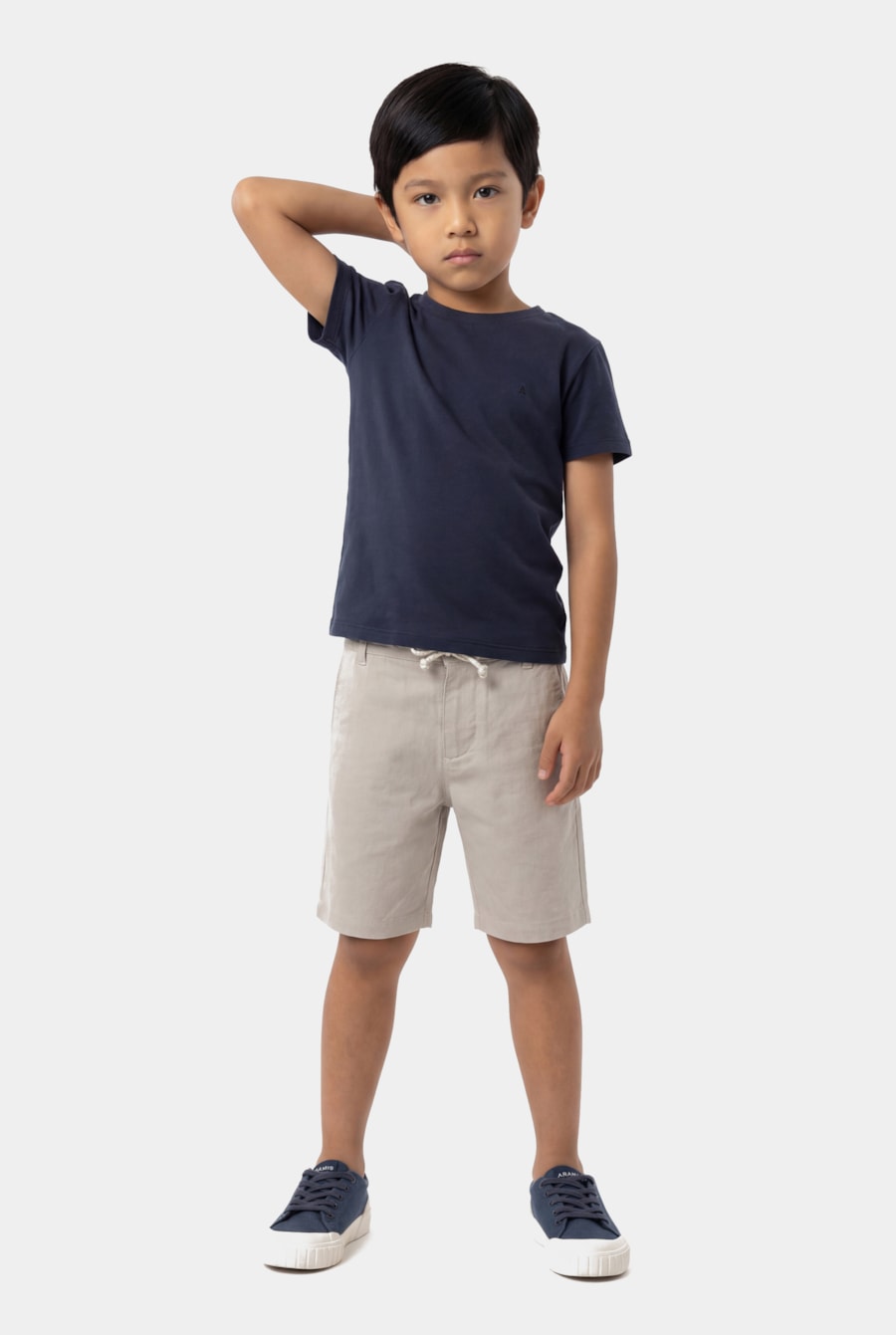 Camiseta Manga Curta Infantil Piquet Algodão Peruano Marinho — foto 2 de 3