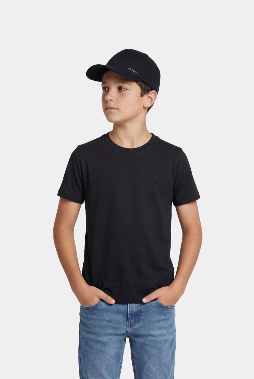 Camiseta Manga Curta Infantil Piquet Algodão Peruano Preto