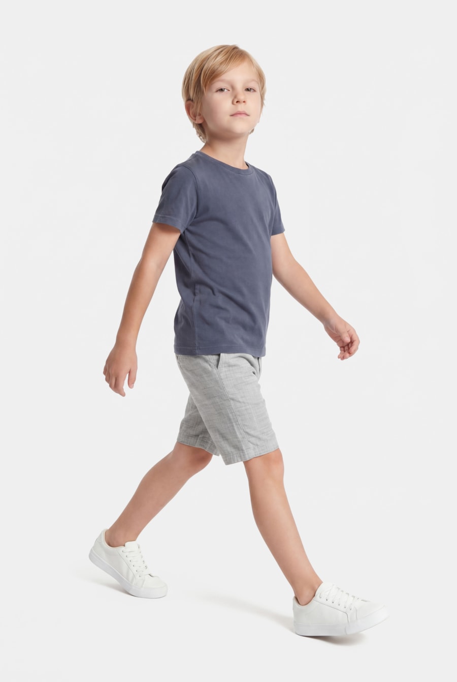 Camiseta Manga Curta Infantil Piquet Estonada Azul Neblina — foto 2 de 5