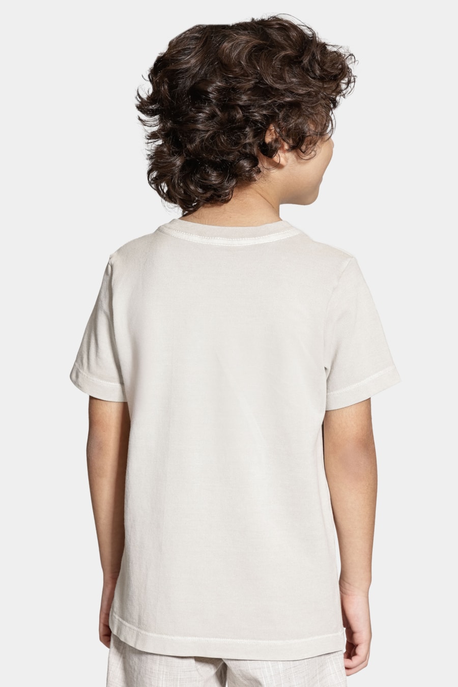 Camiseta Manga Curta Infantil Piquet Estonada Bege — foto 4 de 5