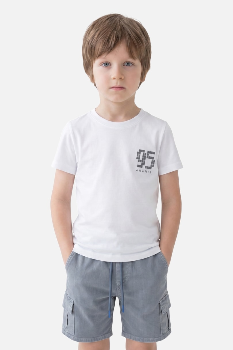 Camiseta Manga Curta Infantil Pixel Branco