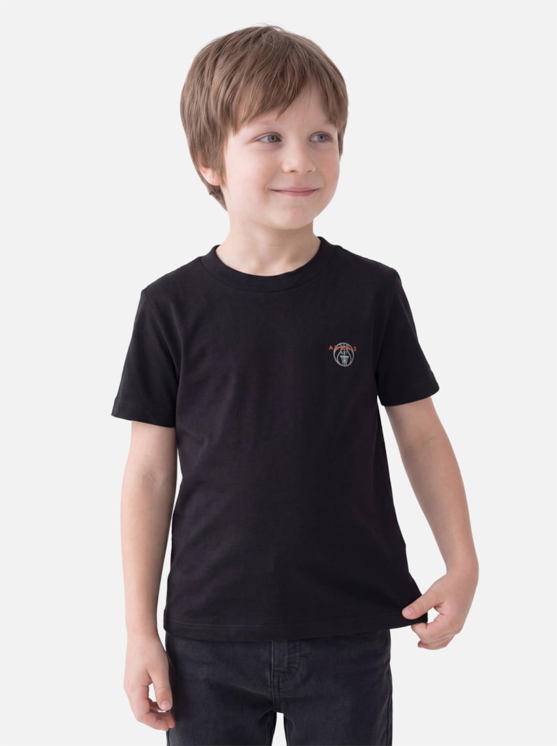 Camiseta Manga Curta Infantil Silk Basquete Preto